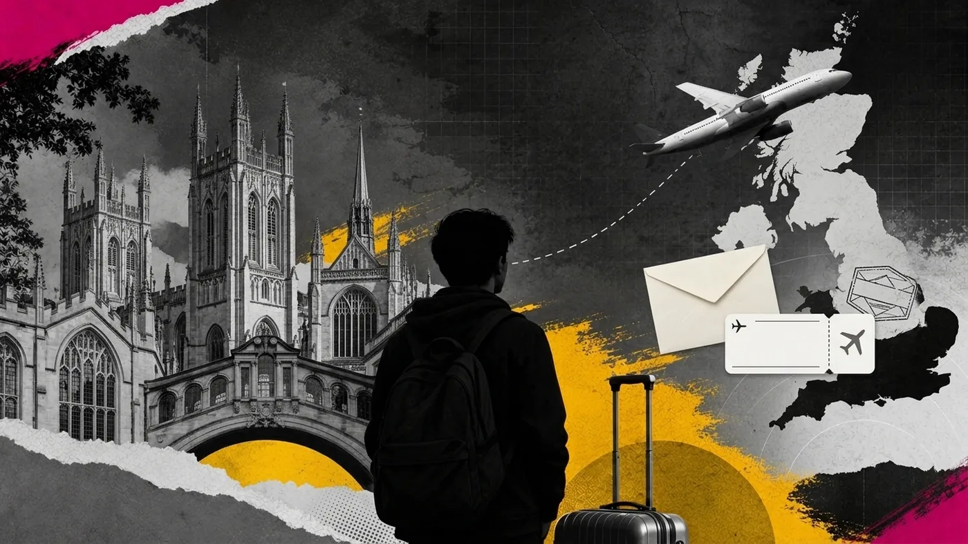 British university, student luggage, and CAS documents: UK student visa rules 2026